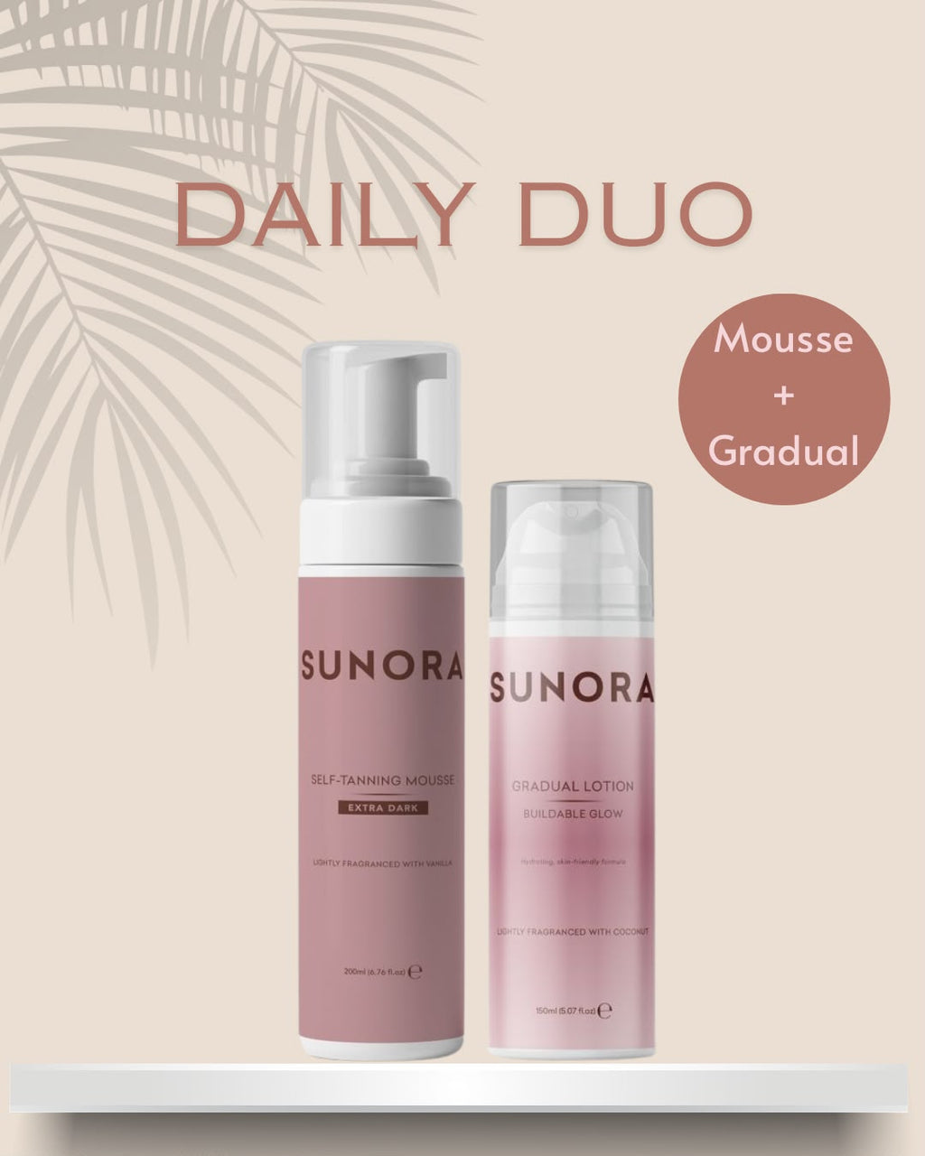 SUNORA Daily Duo Bundle - Self Tanning Mousse + Gradual Tanning Lotion
