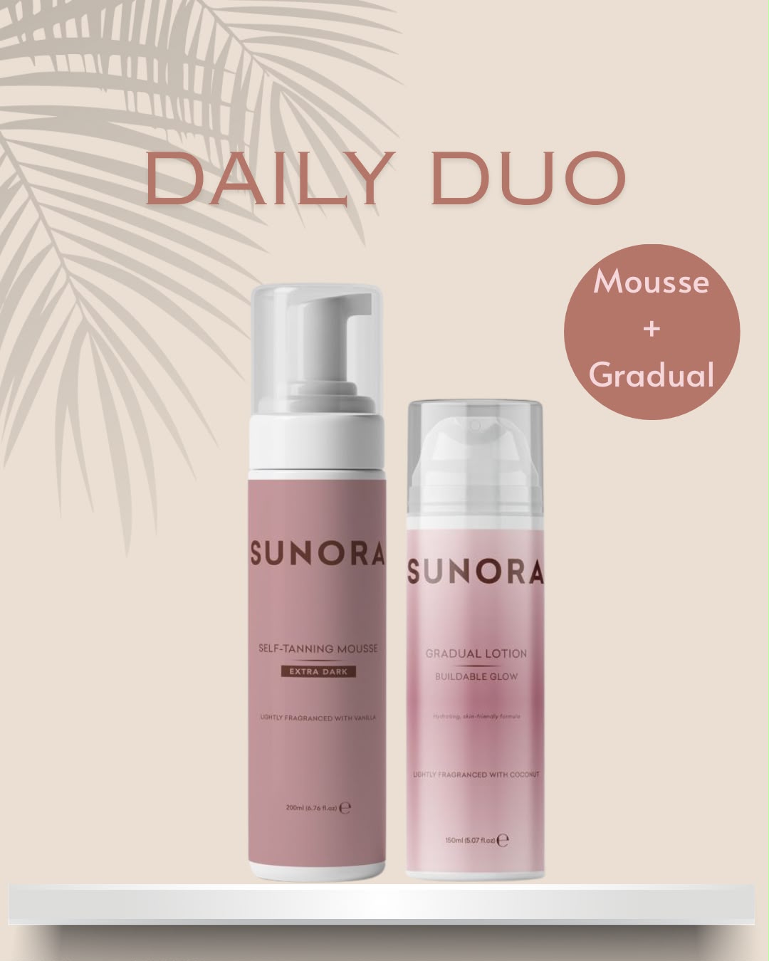 SUNORA Daily Duo Bundle - Self Tanning Mousse + Gradual Tanning Lotion