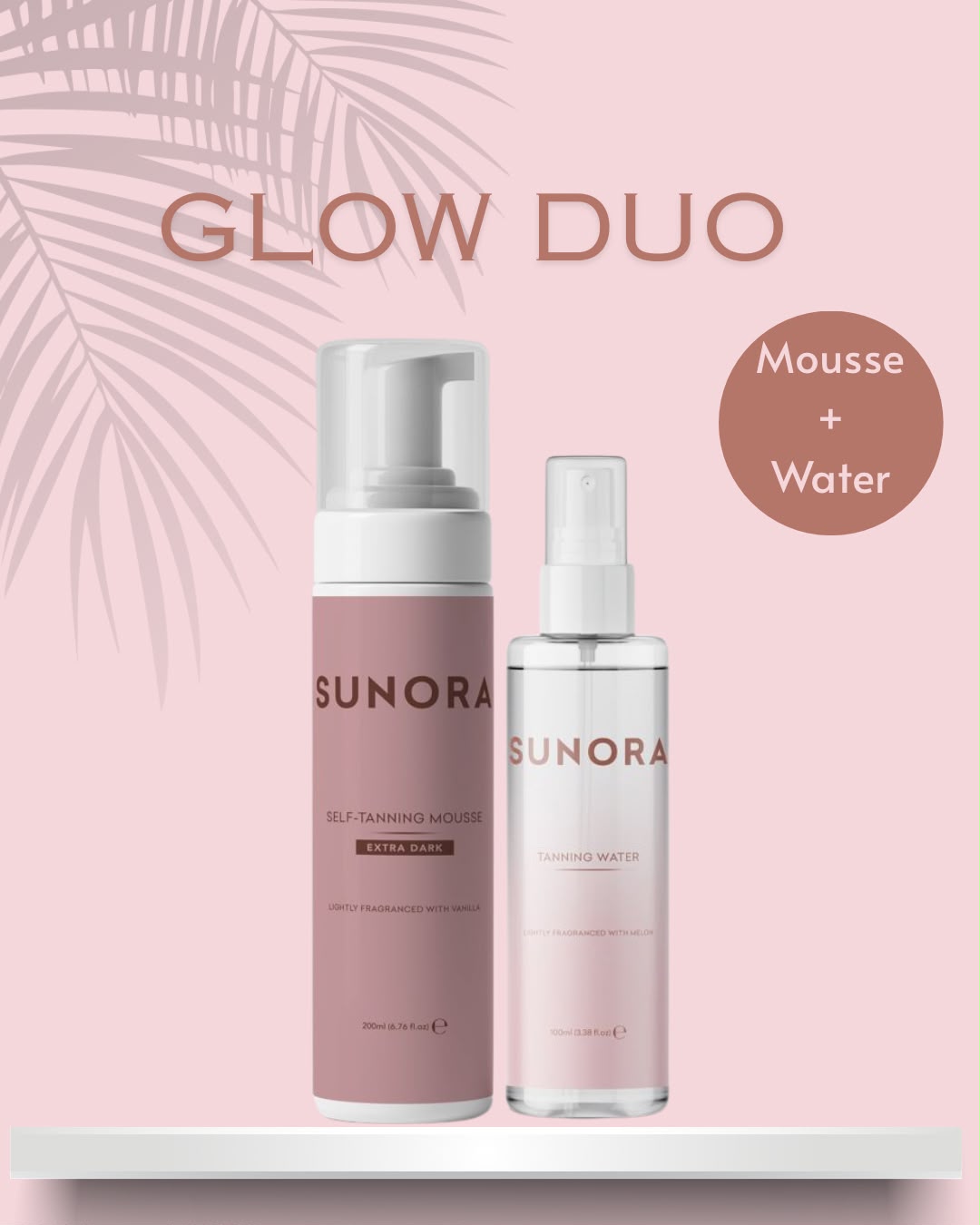 SUNORA Glow Duo Bundle Bundle - Self Tanning Mousse + Tanning Water