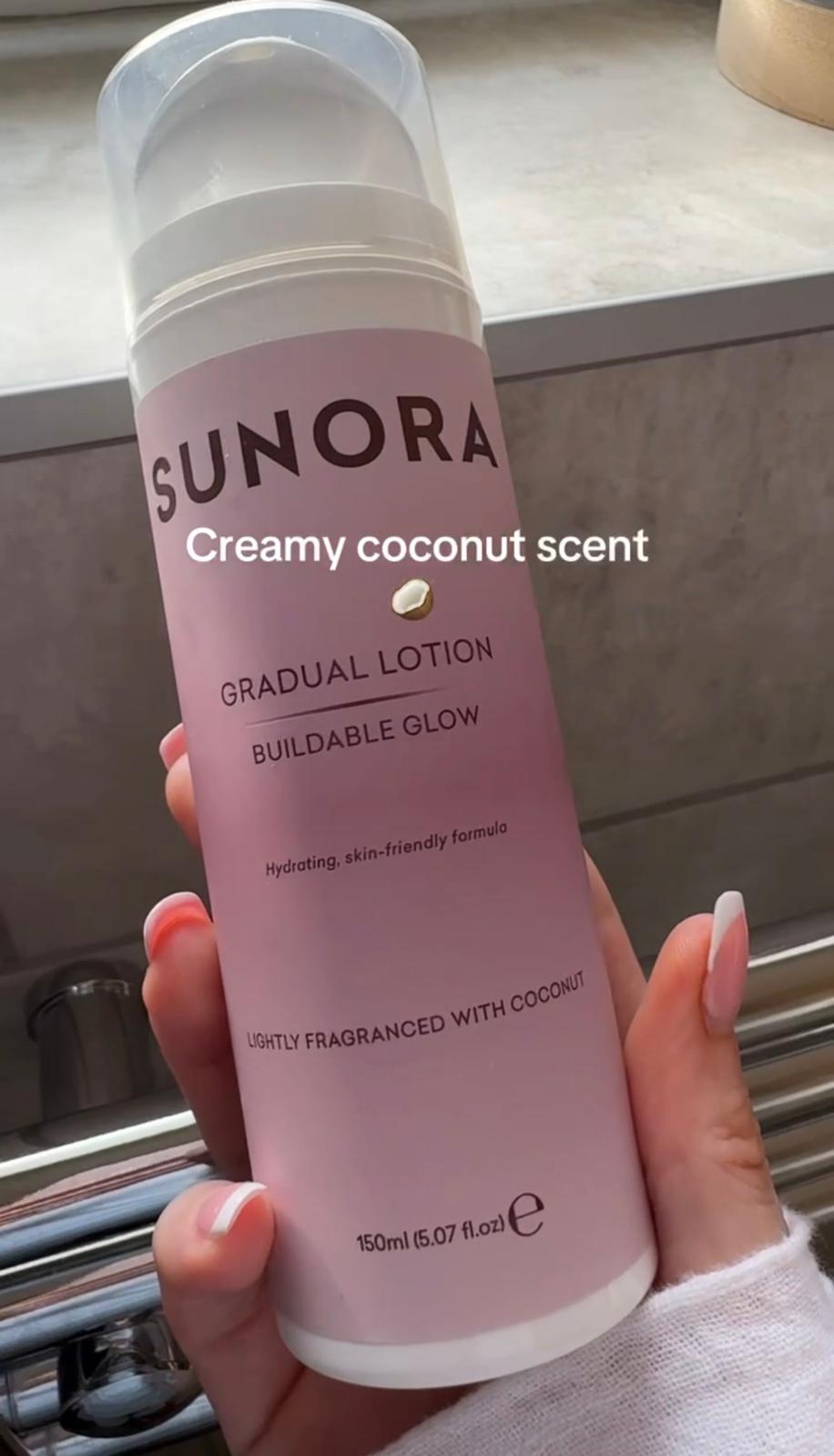 SUNORA Gradual Tanning Lotion with Coconut Oil and Argan Oil | Coconut Scent