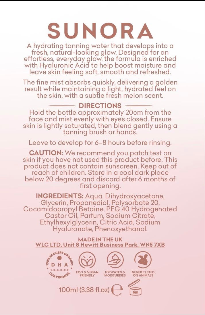 SUNORA Self-Tanning Water | Melon Scent